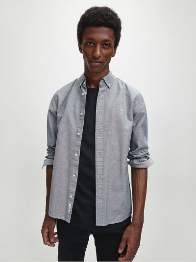 Calvin Klein Ruhák HU360314 | Calvin Klein Slim Oxford Button-Down Férfi Ing Fekete